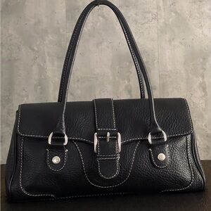 Vintage Michael Kors Pebbled Black Leather  Wheatley Satchel Handbag Purse